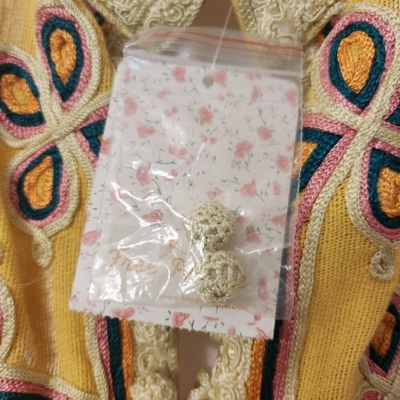 NWT Free People Tunic Top Embroidered New Romantics Yellow Large - Picture 5 of 9